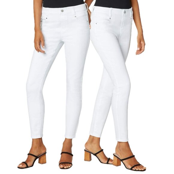 Bloomingdale's Denim - (Made in USA) Comune High-Rise Slim Straight Leg Stretch Denim Jean (White)